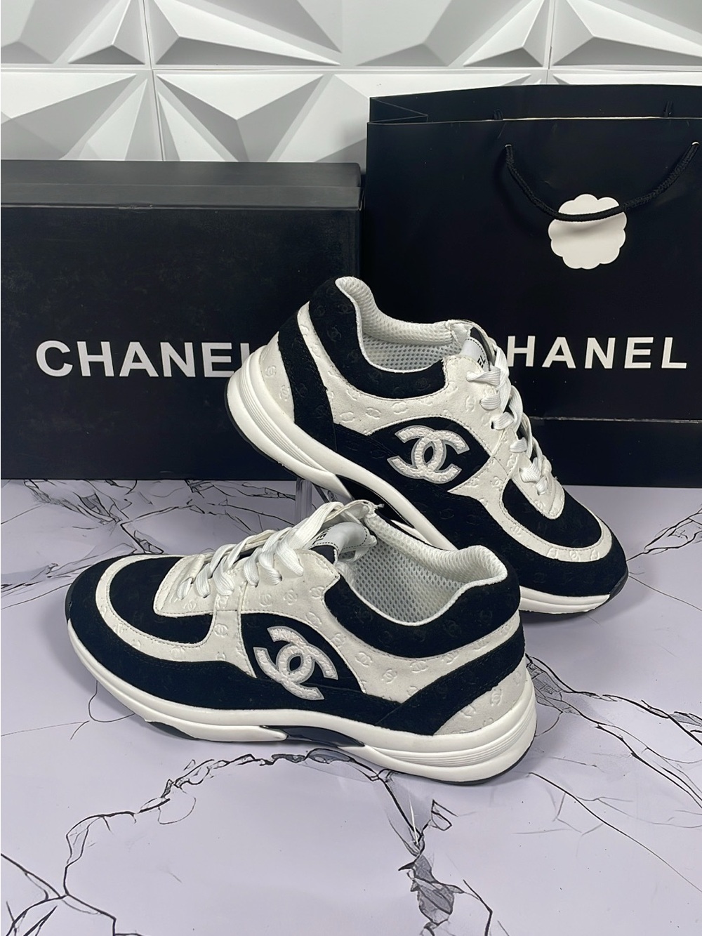 Chanel Runners Black & White Womans 9.5